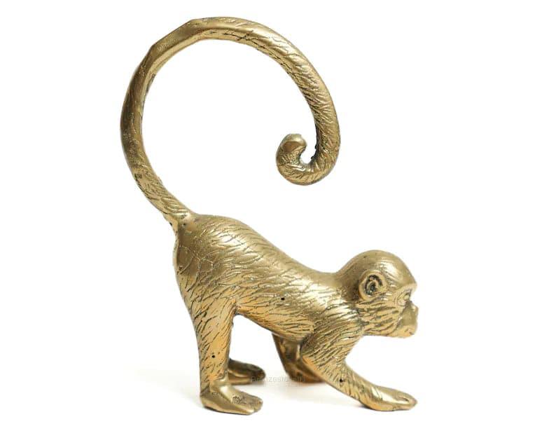 Monkey Bronze Figurine Polished brass