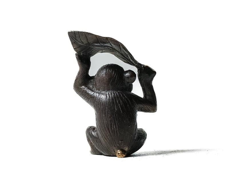 Monkey Under Banana Leaf Figurine - Set of 2