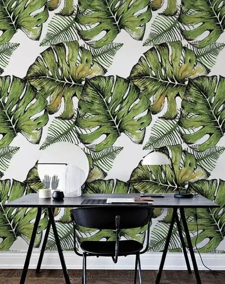 Monstera and Ferns Watercolor Wallpaper