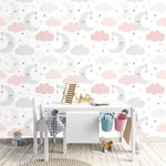 Moons and Clouds Nursery Wallpaper