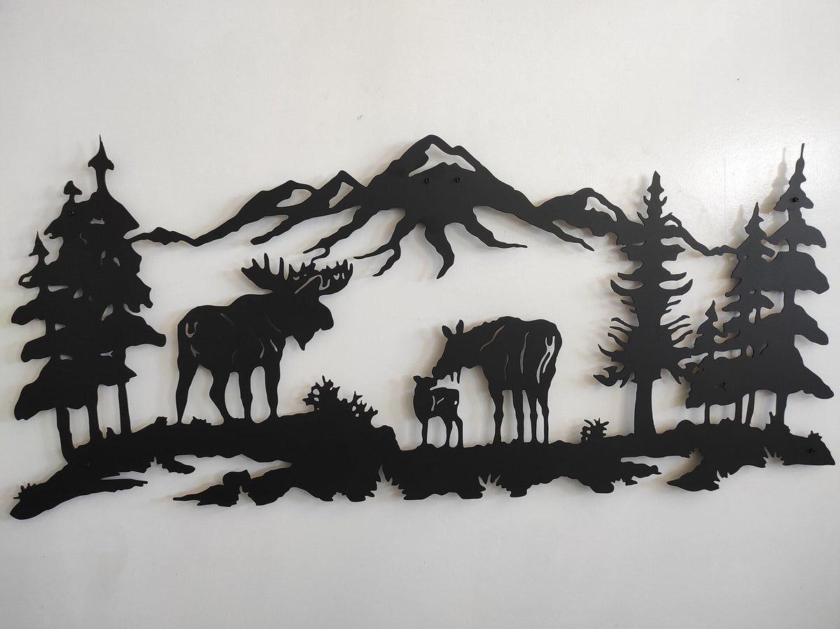 Moose in Nature Metal Wall Art