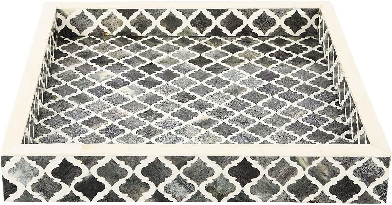 Moroccan Pattern Inspired Bone Inlay Tray - MAIA HOMES