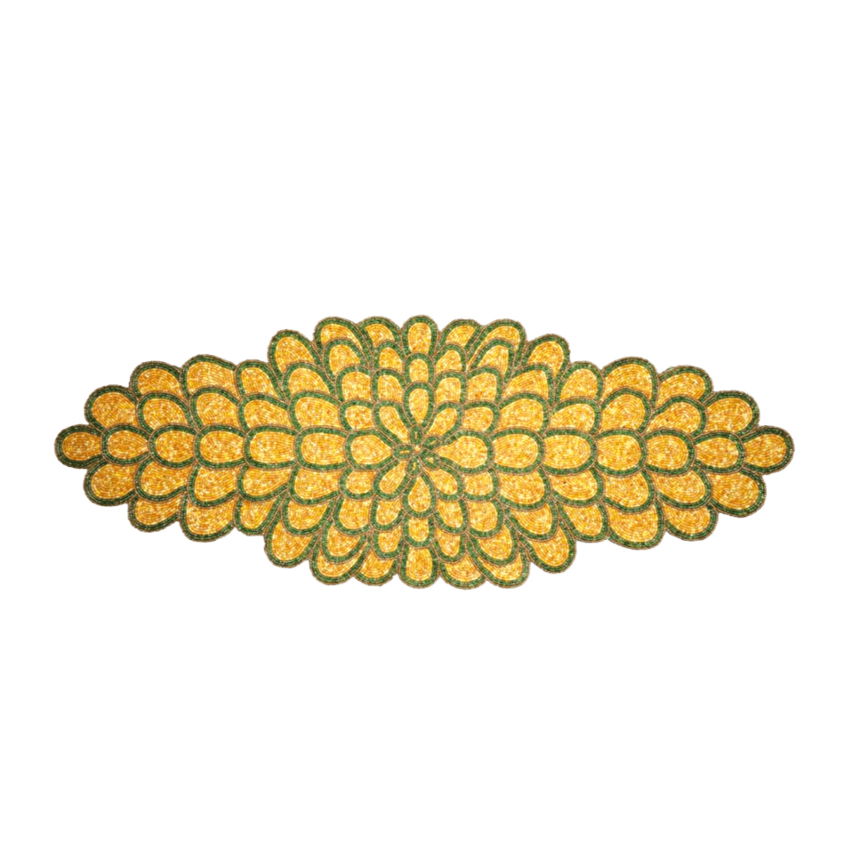 Moroccan Petals Beaded Table Runner - Gold