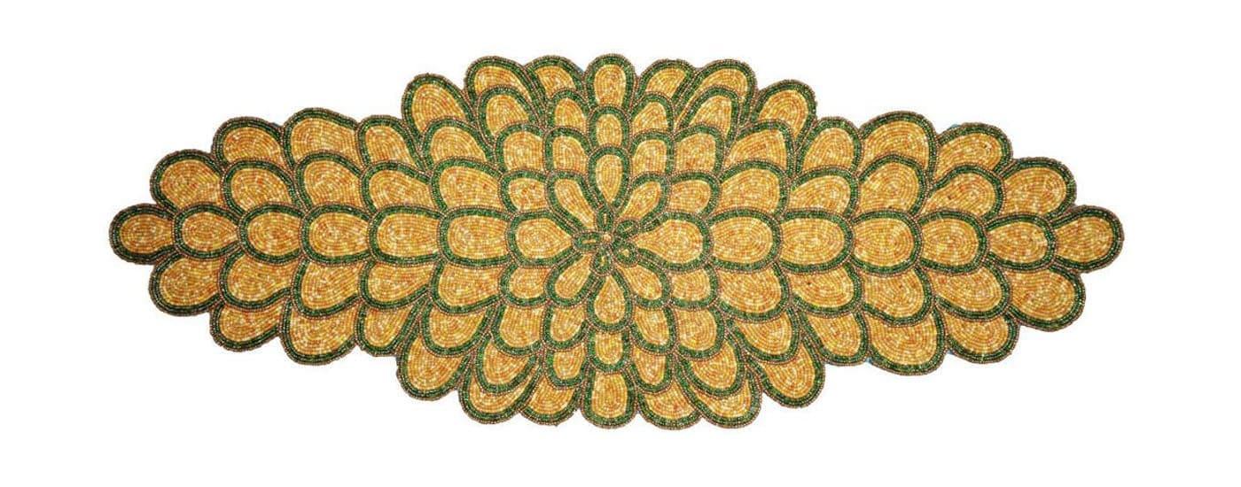 Moroccan Petals Beaded Table Runner - Gold Default Title