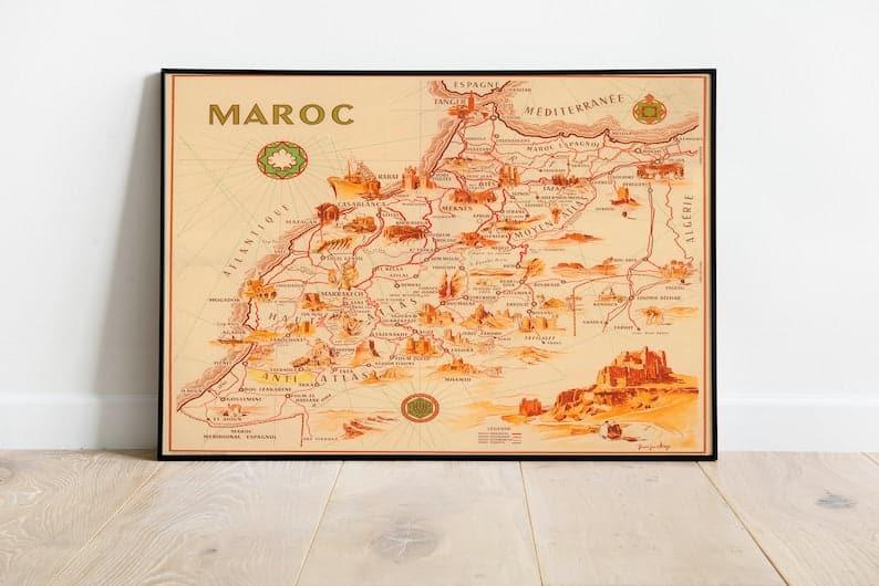 Morocco Map Print| Fine Art Prints