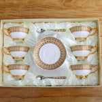 Mosaic Pattern Bone China Tea Cup with Saucer