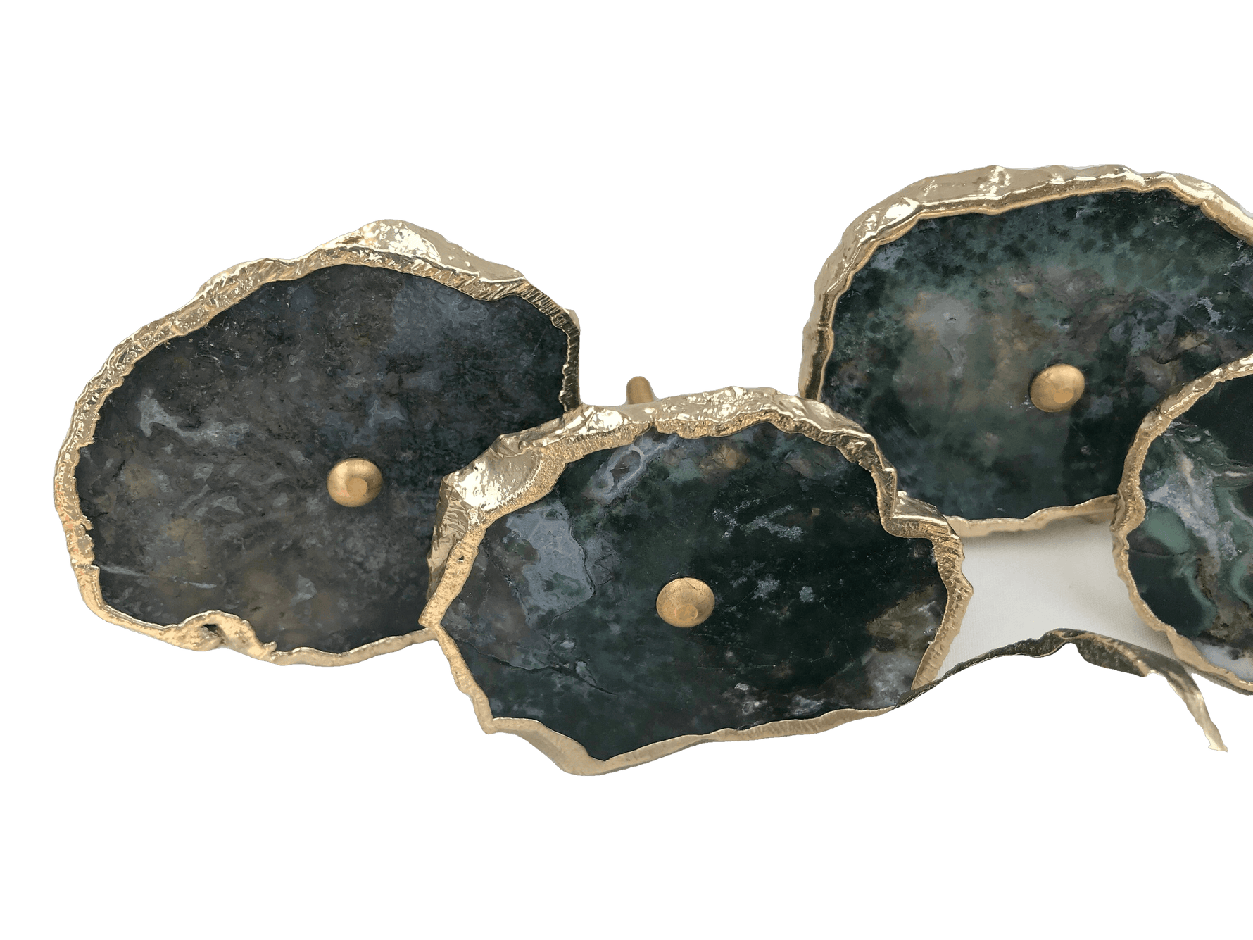 Moss Green Agate Cabinet Door Pull Handle - Set of 6