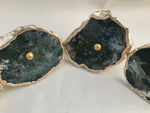 Moss Green Agate Cabinet Door Pull Handle - Set of 6