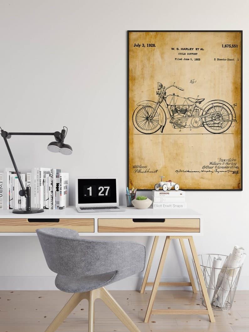 Motorcycle Patent Print| Framed Art Print