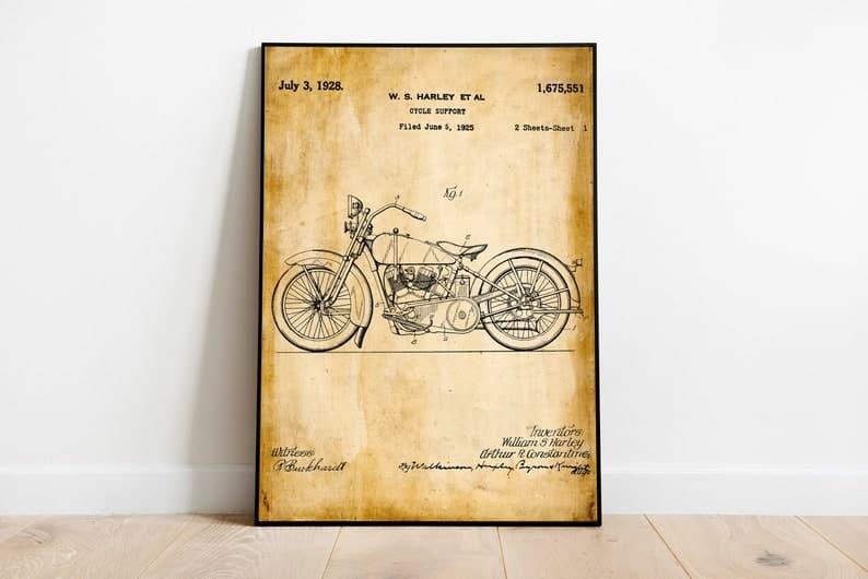 Motorcycle Patent Print| Framed Art Print