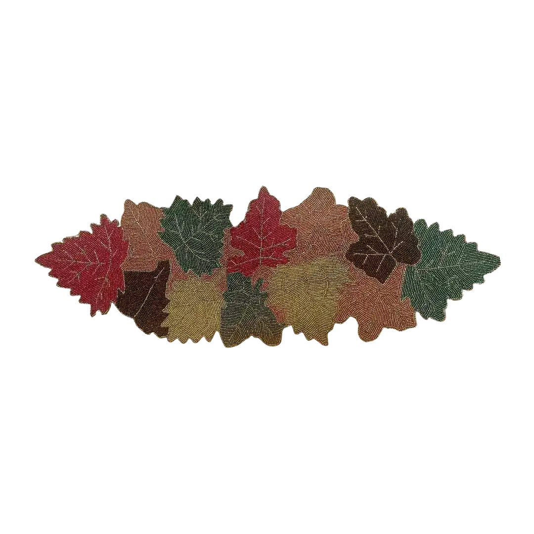 Multi-colored Maple Leaf Beaded Table Runner