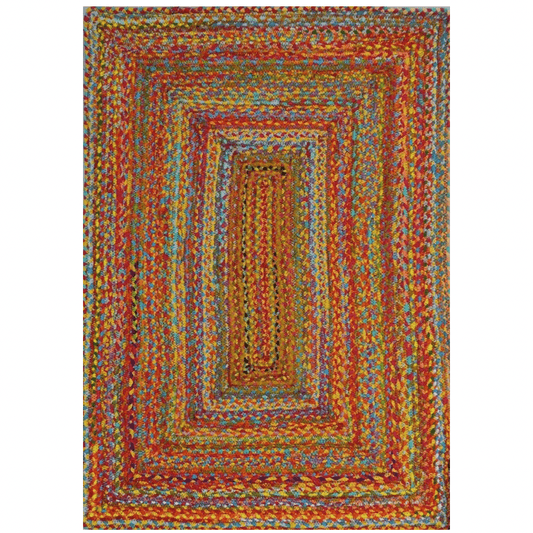 Multicolored Pop Rectangular Hand Made Chindhi Cotton Rug - MAIA HOMES
