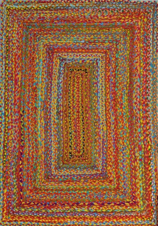 Multicolored Pop Rectangular Hand Made Chindhi Cotton Rug - MAIA HOMES