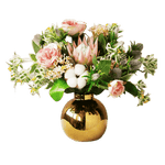 Multicolour Cotton Rose Floral Arrangement in a Gold Pot