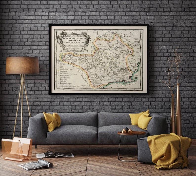 Murcia Map Print| Canvas Print Wall Art