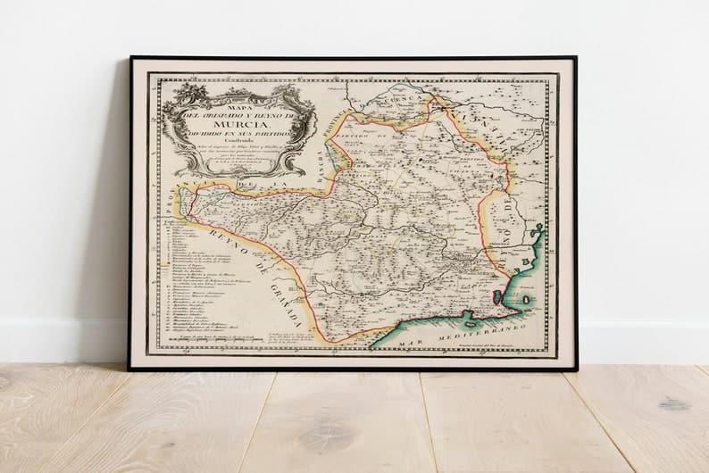 Murcia Map Print| Canvas Print Wall Art