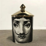 Mustache Lina Cavalieri Candle Jar with Gold Lid