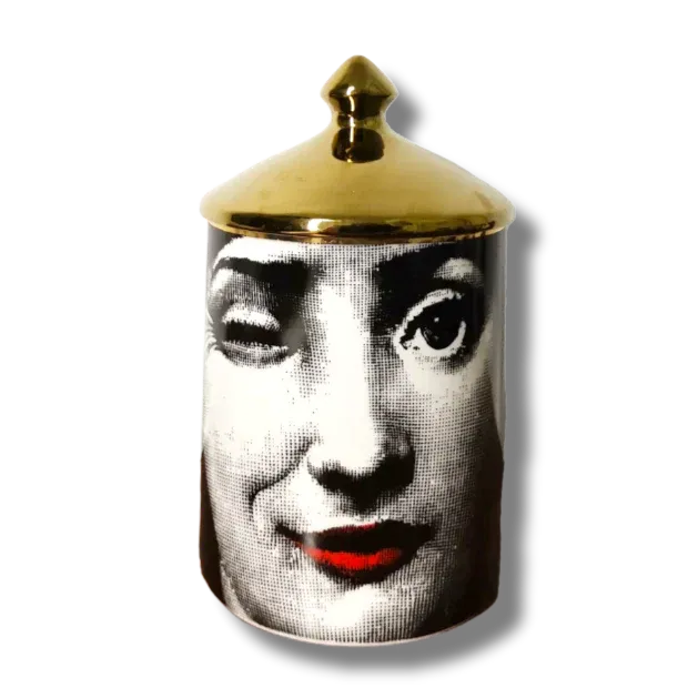 Mustache Lina Cavalieri Candle Jar with Gold Lid