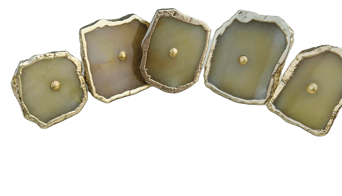 Mustard Agate Cabinet Door Pull Handle - Set of 6