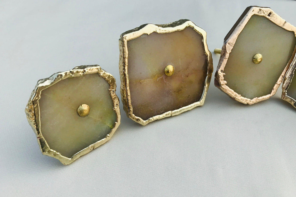 Mustard Agate Cabinet Door Pull Handle - Set of 6