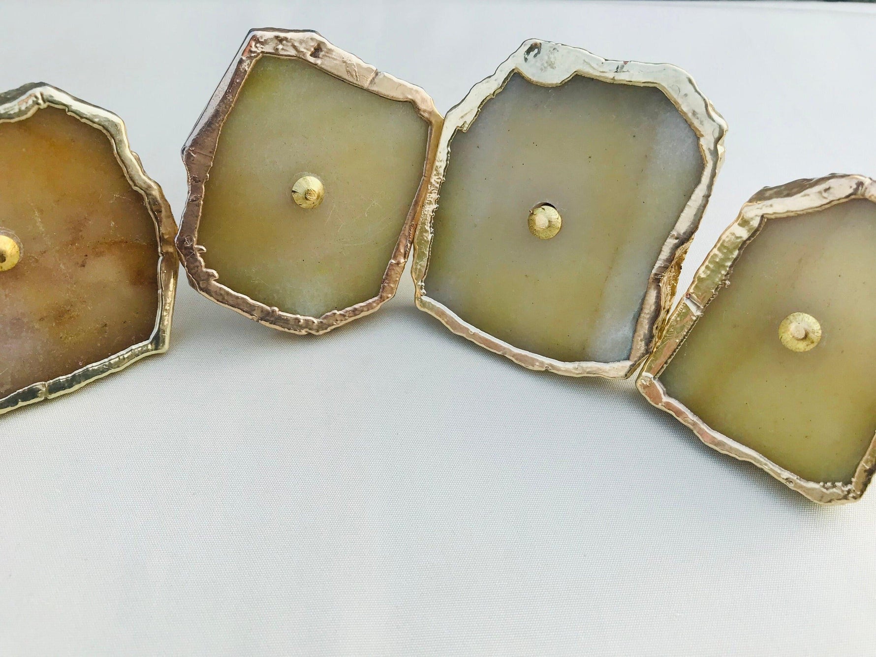 Mustard Agate Cabinet Door Pull Handle - Set of 6