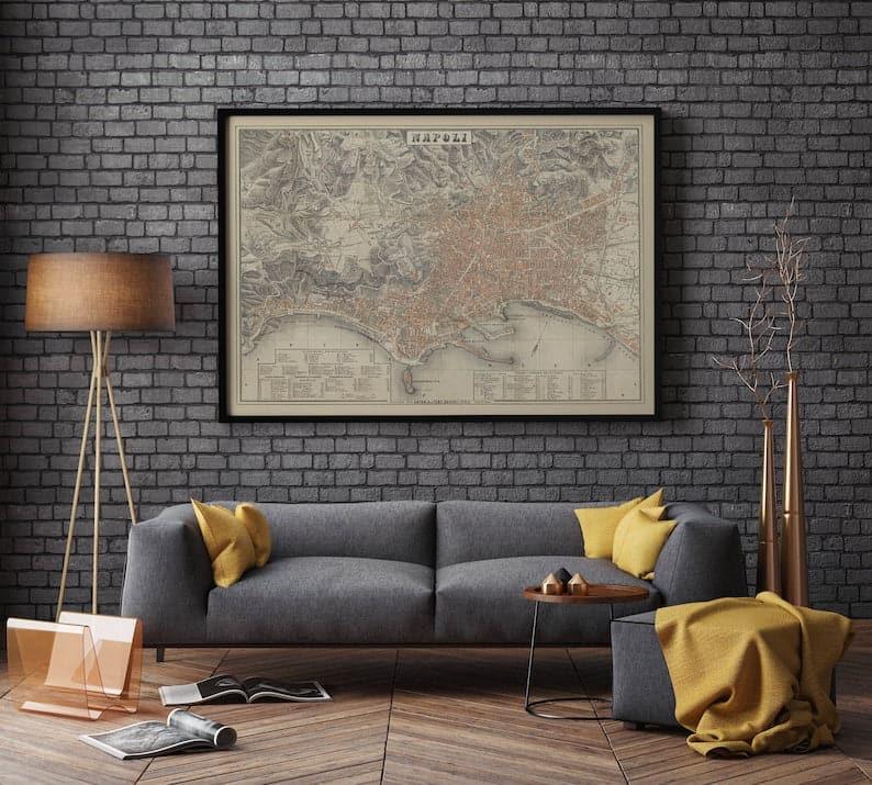 Napoli City Map 1860| Wall Art Print