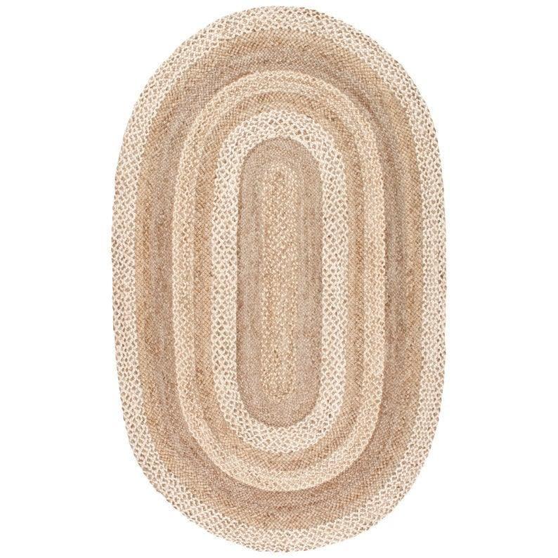 Natural Beige Oval Braided Jute Rug