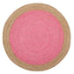 Natural Bordered Bright Pink Round Jute Rug - MAIA HOMES