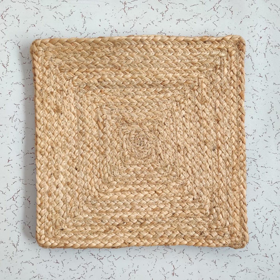 Natural Braided Jute Square Placemat - Set of 10