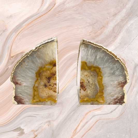 Natural Clear Plated Agate Bookends - MAIA HOMES