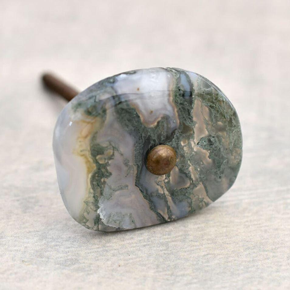 Natural Gray Agate Gemstone Cabinet Knobs - Set of 6 - MAIA HOMES