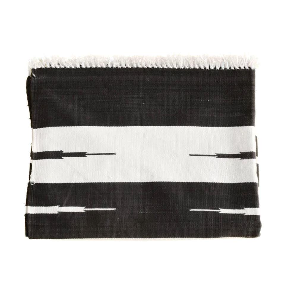 Natural Vegetable Dyed Indian Dhurrie Reversible Cotton Rug - Black