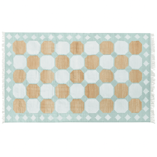 Natural Vegetable Dyed Indian Dhurrie Reversible Cotton Rug - Diamond Pastel - MAIA HOMES