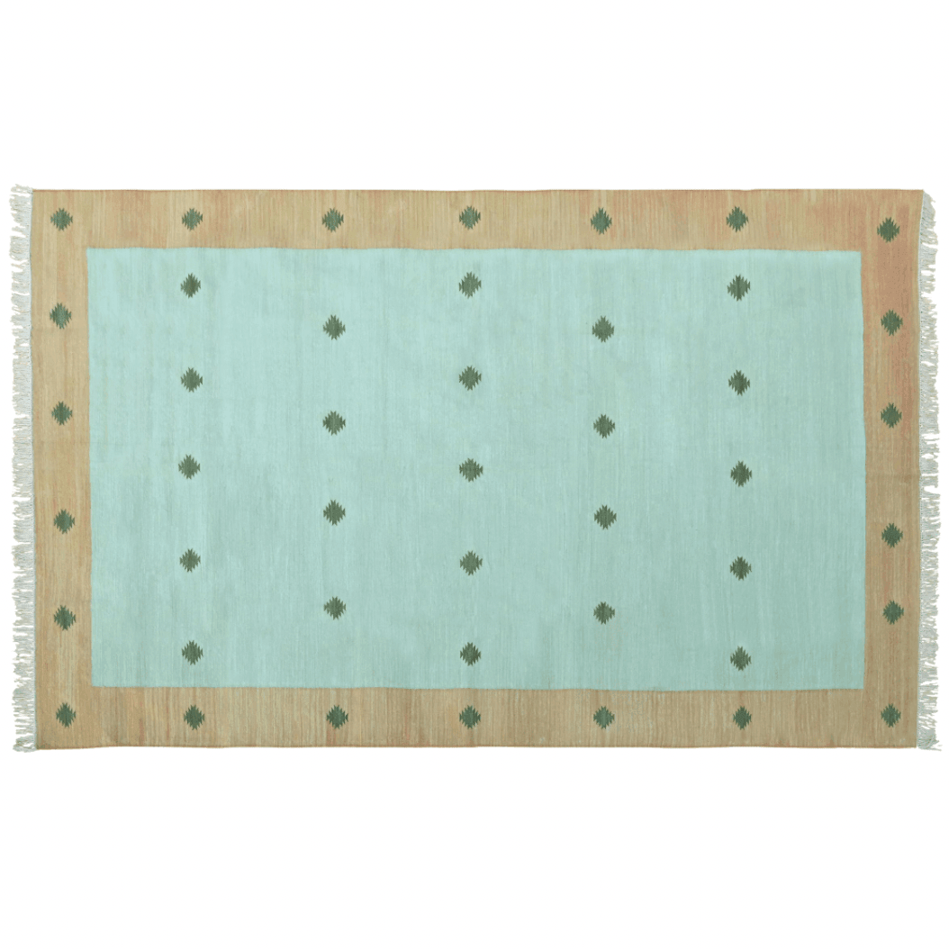 Natural Vegetable Dyed Indian Dhurrie Reversible Cotton Rug - Mini Diamond Pastel