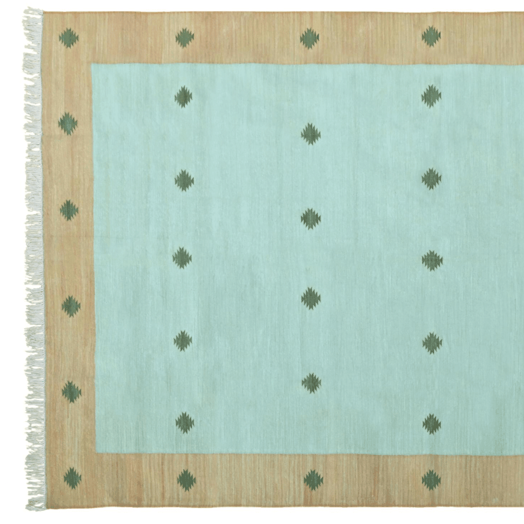 Natural Vegetable Dyed Indian Dhurrie Reversible Cotton Rug - Mini Diamond Pastel