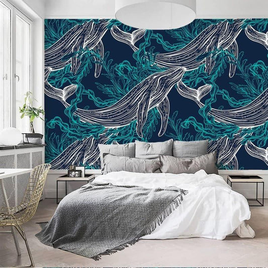 Nautical Whale Underwater Wallpaper - MAIA HOMES