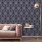 Navy and Gold Geometric Art deco Wallpaper