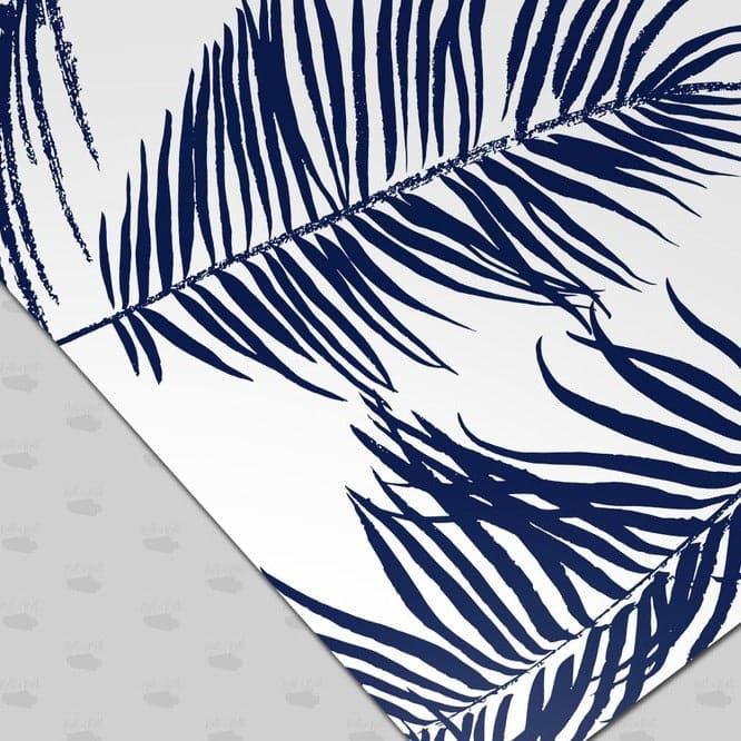 Navy Blue and White Palm Leaves Wallpaper