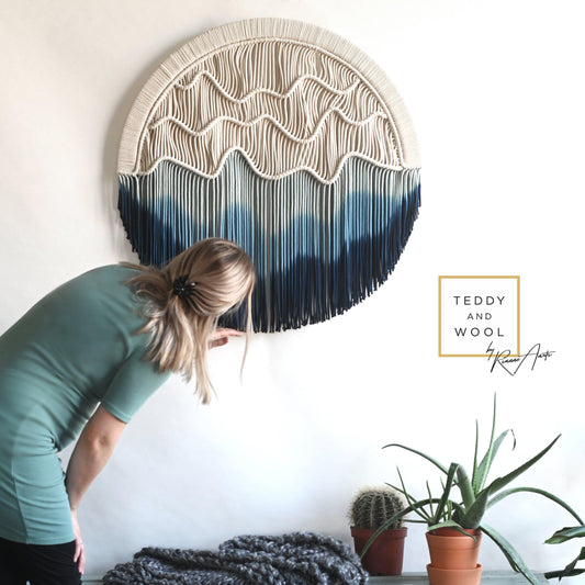 Neptune Round Macrame Wall Hanging - Blue Circle Tapestry - MAIA HOMES