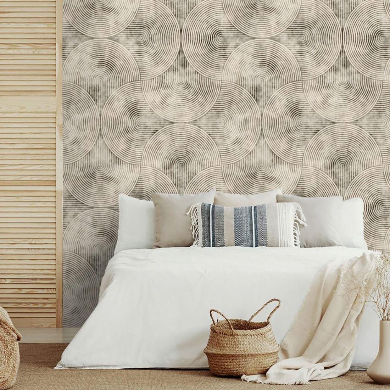 Neutral Beige Abstract Geometric Wall Paper - MAIA HOMES