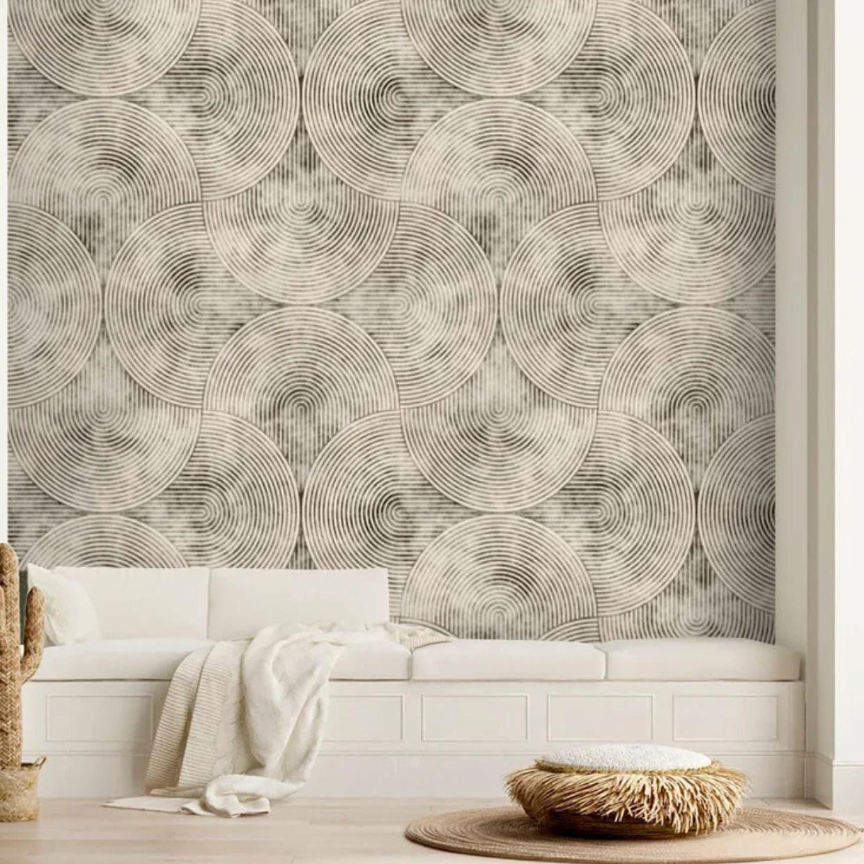 Neutral Beige Abstract Geometric Wall Paper