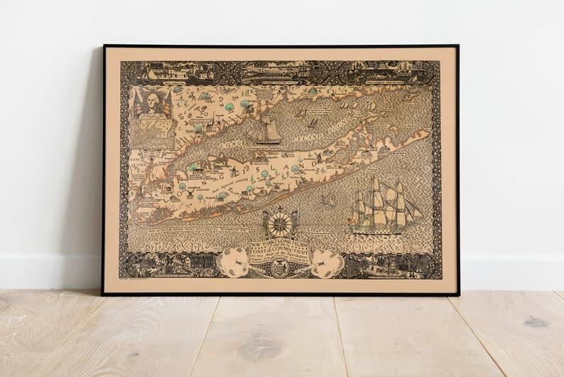 New York and Long Island and the Coast of Connecticut in the Days of the Revolution| Vintage Map Print - MAIA HOMES