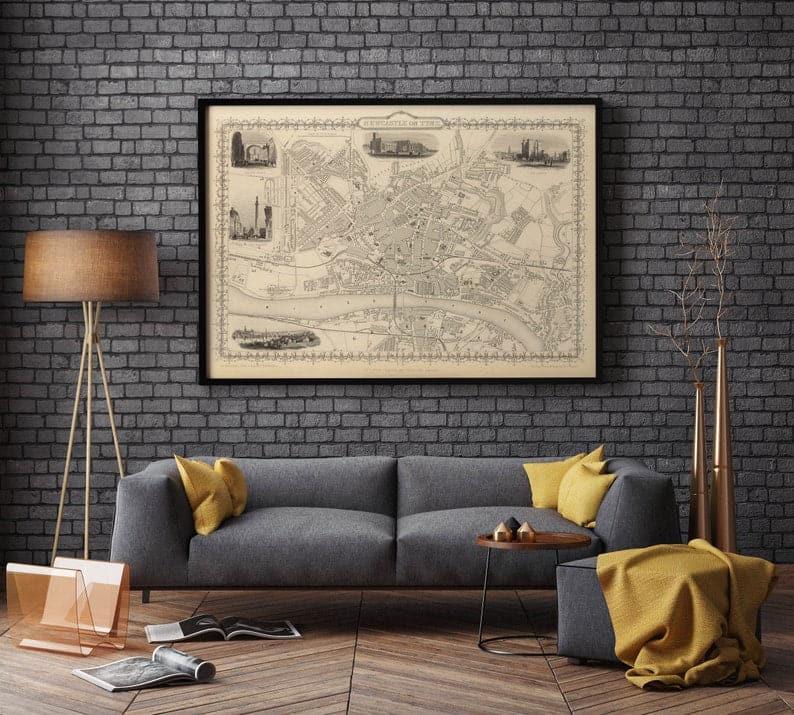 Newcastle Map Print| Fine Art Prints