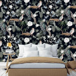 Night Peacocks Floral Vintage Wallpaper