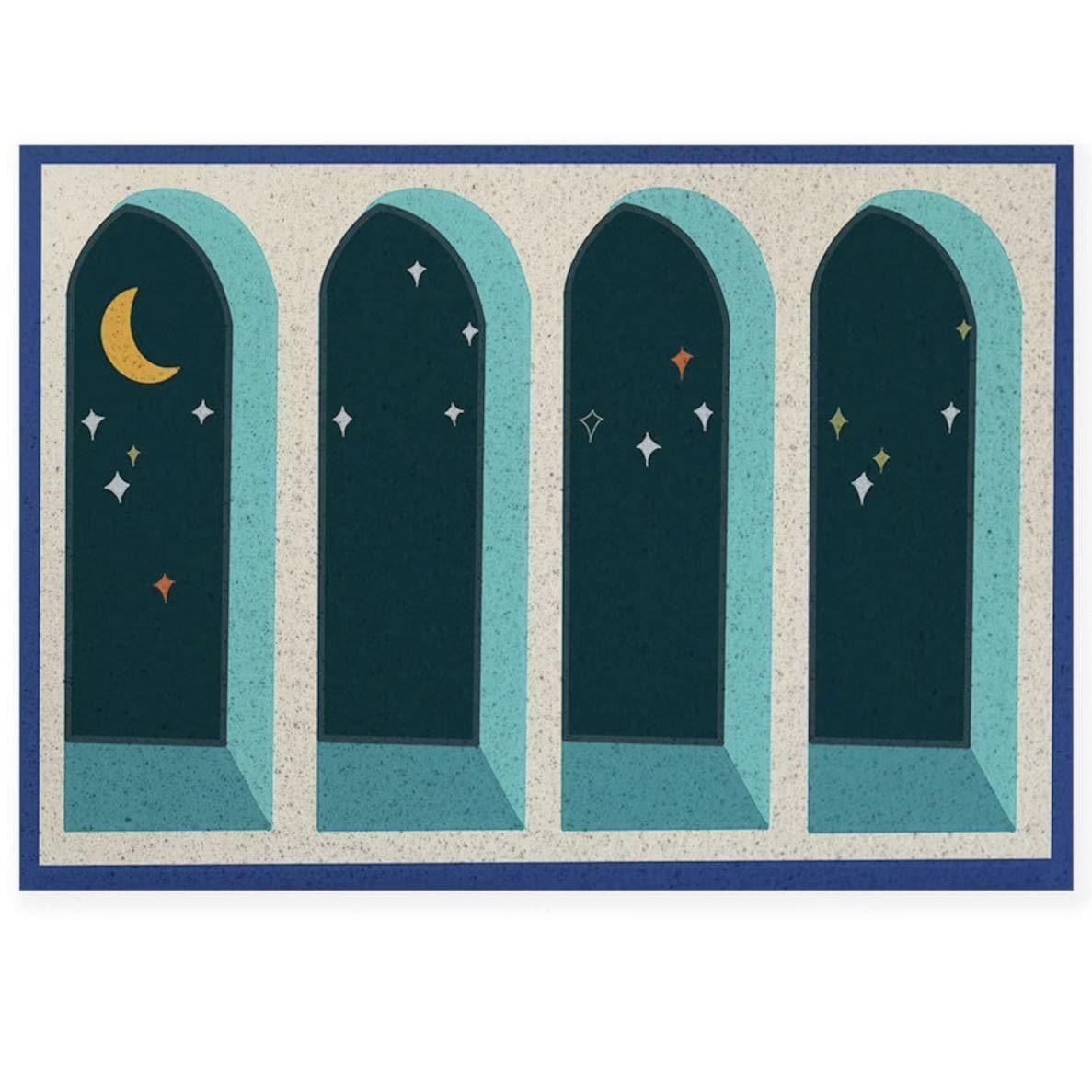 Night Sky Windows Door Mat