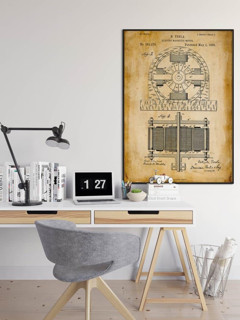 Nikola Tesla Patent Print| Framed Art Print