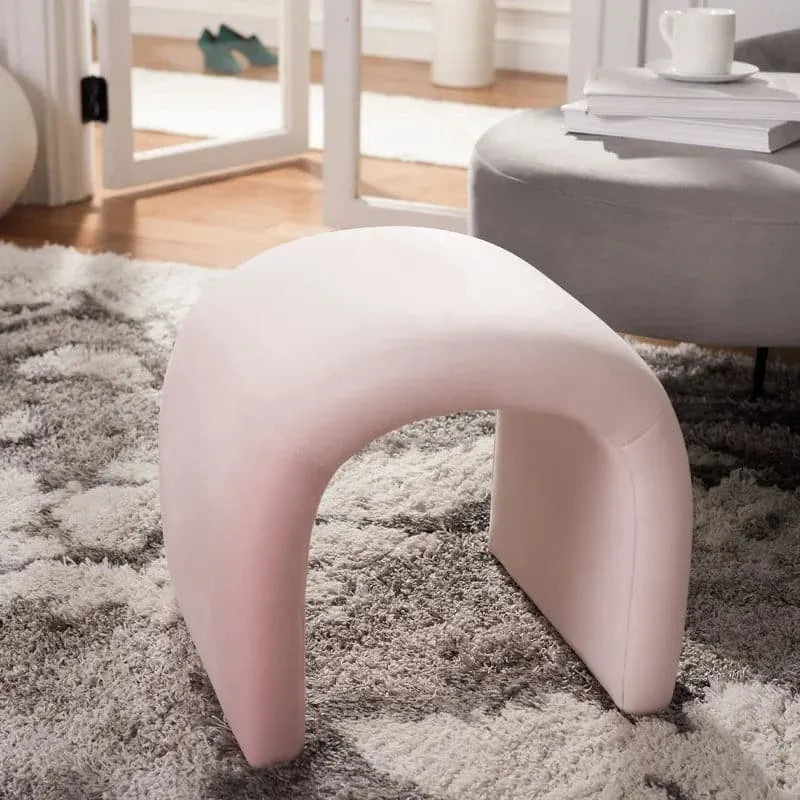 Nina Curve Velvet Ottoman Light Pink Velvet