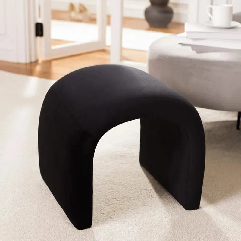 Nina Curve Velvet Ottoman Black Velvet