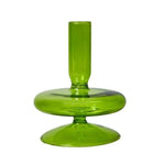 Ninia Collection of Green Glass Candle Holders 1 Tiered Round