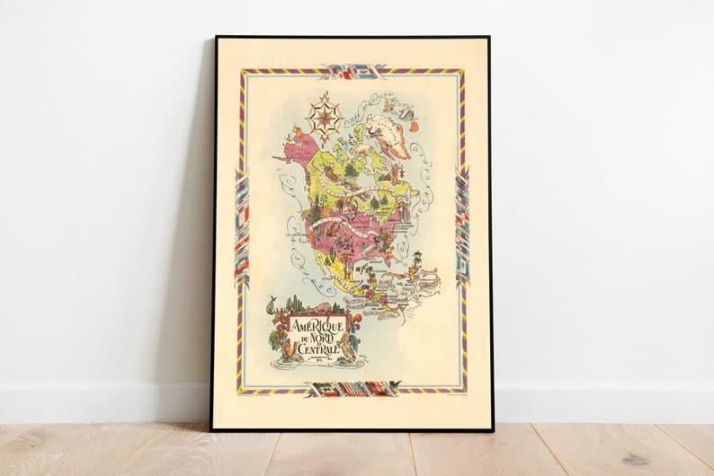 North America Map Print| Art History